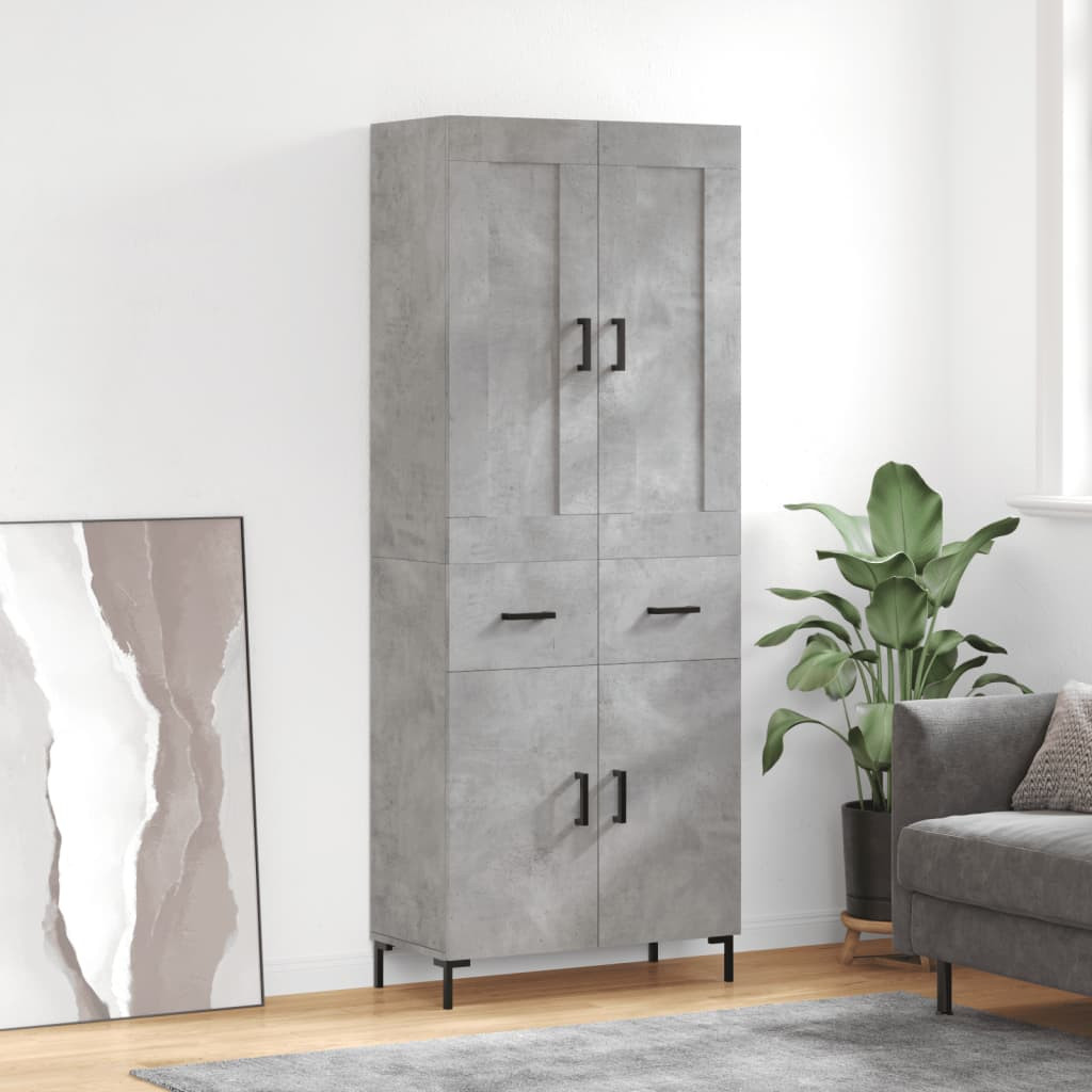 vidaXL Highboard Betongrau 69,5x34x180 cm Holzwerkstoff