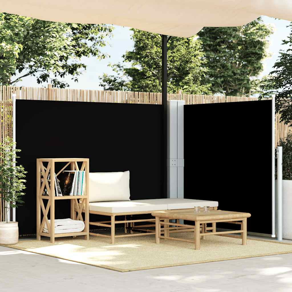 vidaXL Ausziehbare Seitenmarkise Schwarz 140 x 600 cm