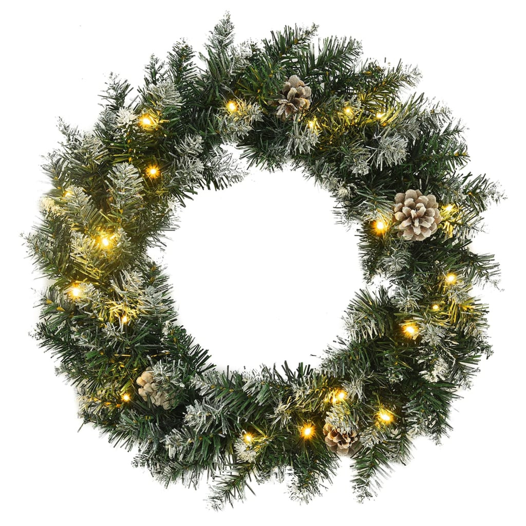 vidaXL Weihnachtskranz mit LED-Leuchten Grün 60 cm PVC