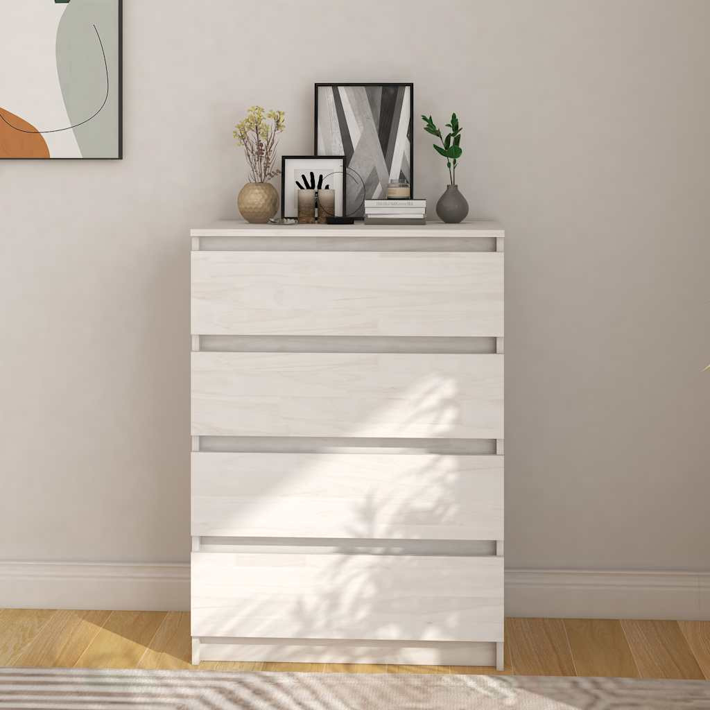 vidaXL Beistellschrank Weiß 60x36x84 cm Massivholz Kiefer