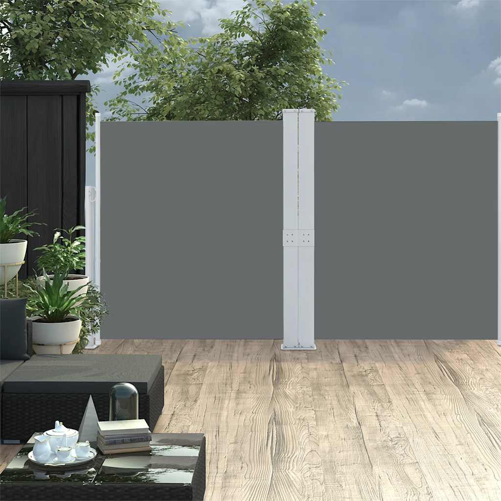 vidaXL Ausziehbare Seitenmarkise Doppelt 170 x 600 cm Anthrazit