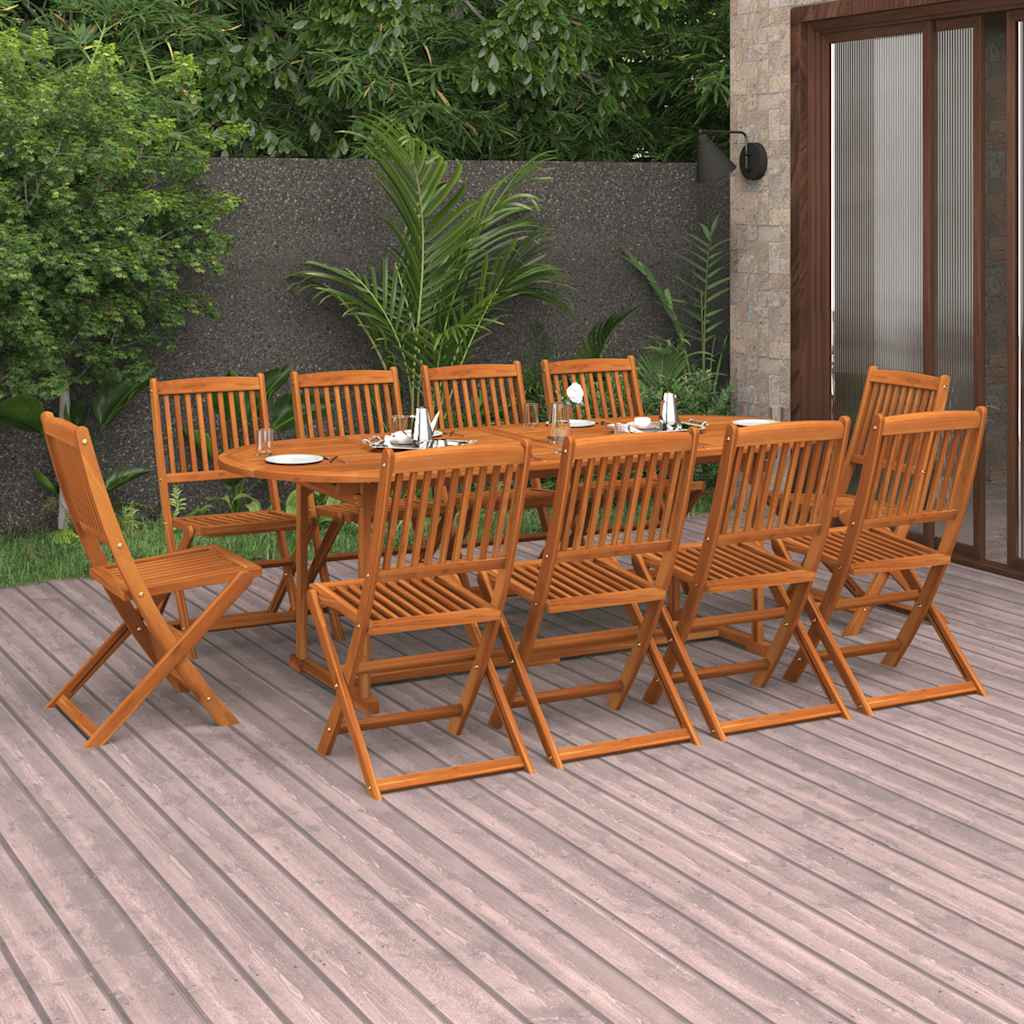 vidaXL 11-tlg. Garten-Essgruppe 220x90x75 cm Massivholz Akazie