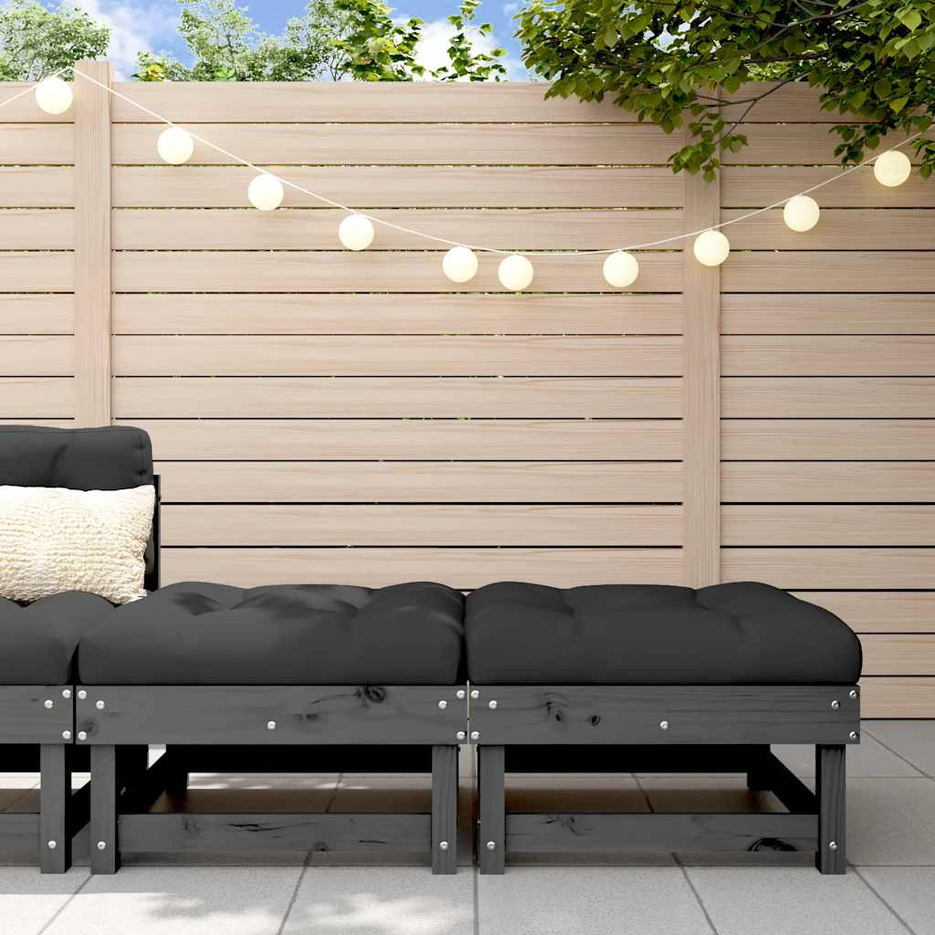 vidaXL Gartenhocker mit Kissen 2 Stk. Grau Massivholz Kiefer