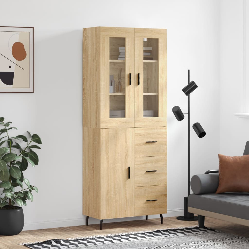 vidaXL Highboard Sonoma-Eiche 69,5x34x180 cm Holzwerkstoff