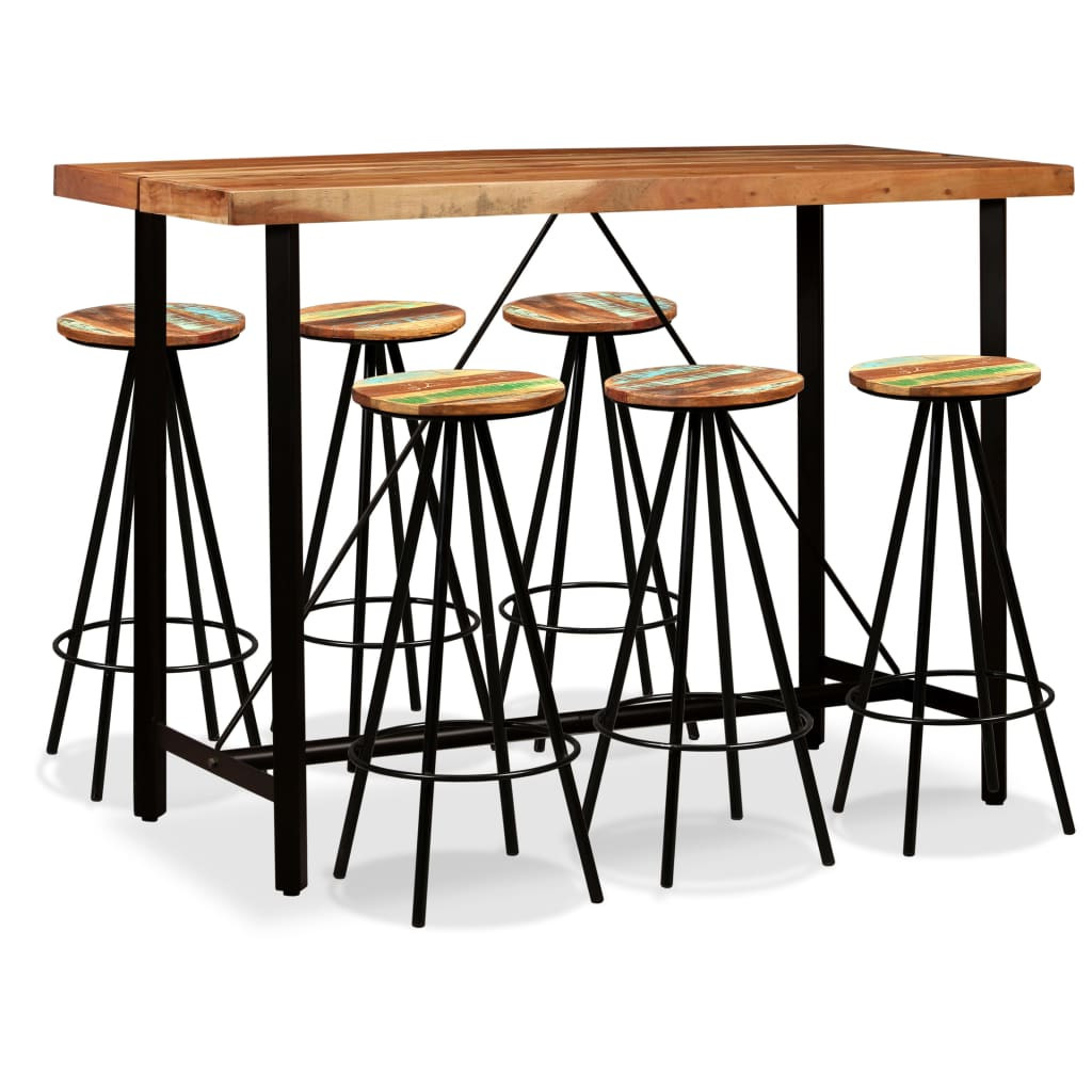 vidaXL 7-tlg. Bar-Set Massivholz Akazie und Altholz