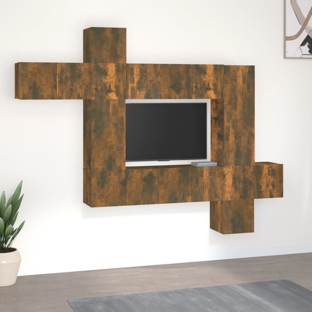 vidaXL 10-tlg. TV-Schrank-Set Räuchereiche Holzwerkstoff