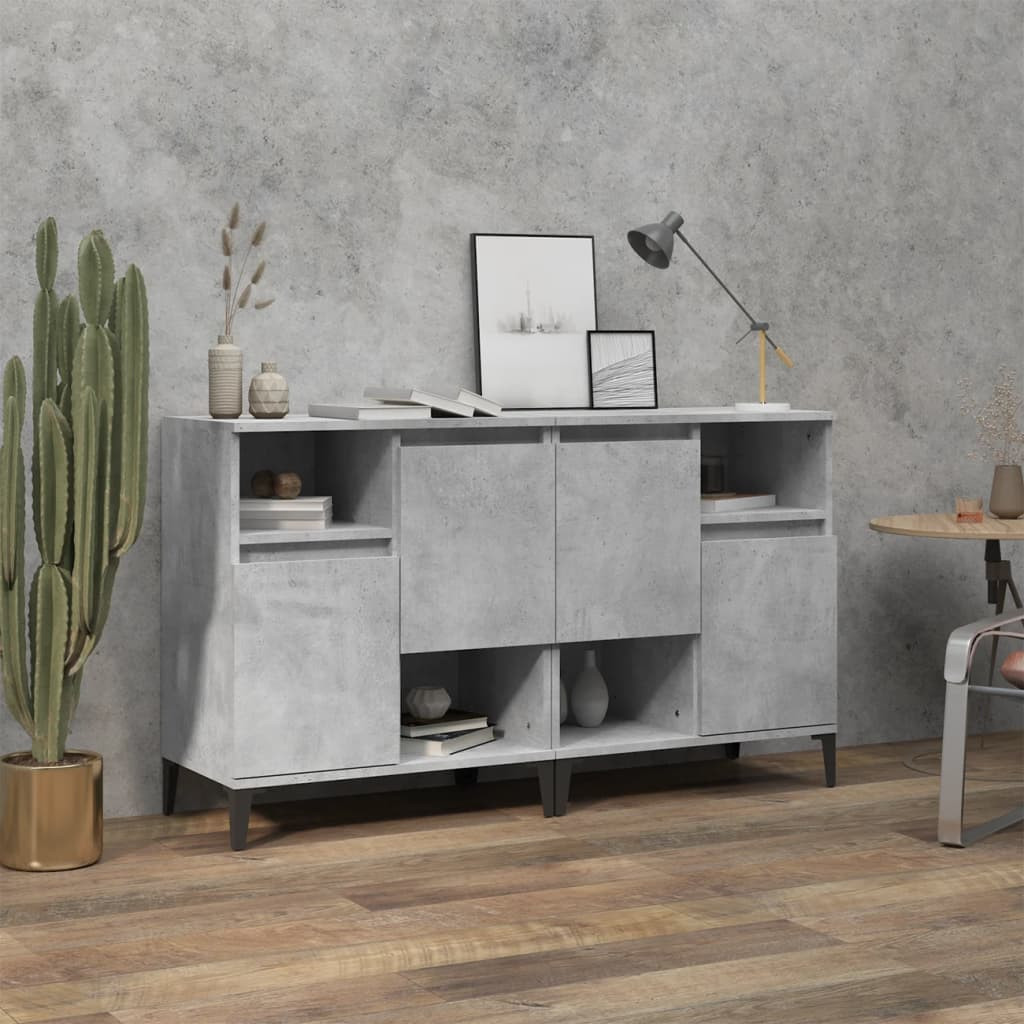 vidaXL Sideboards 2 Stk. Betongrau 60x35x70 cm Holzwerkstoff