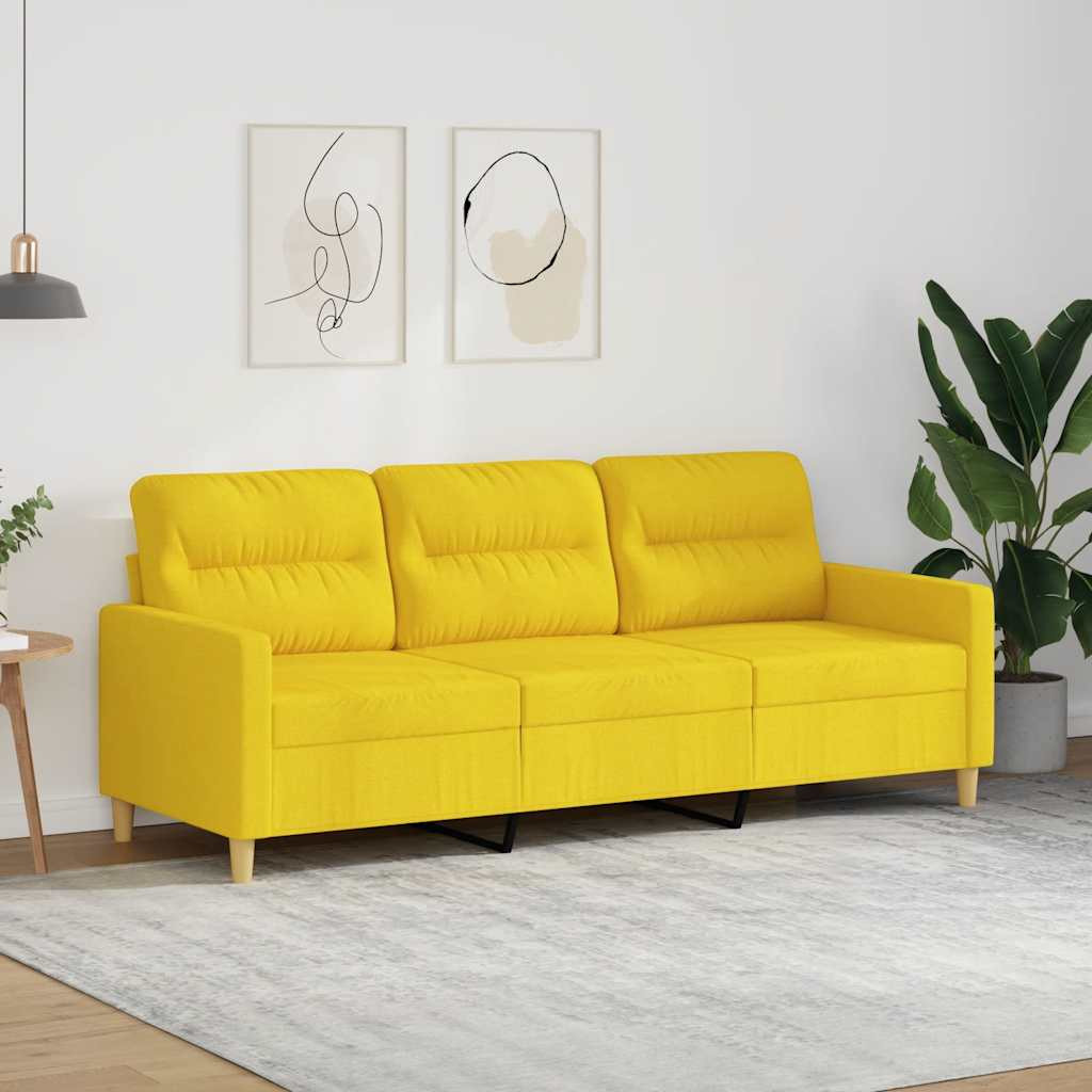vidaXL 3-Sitzer-Sofa Hellgelb 180 cm Stoff