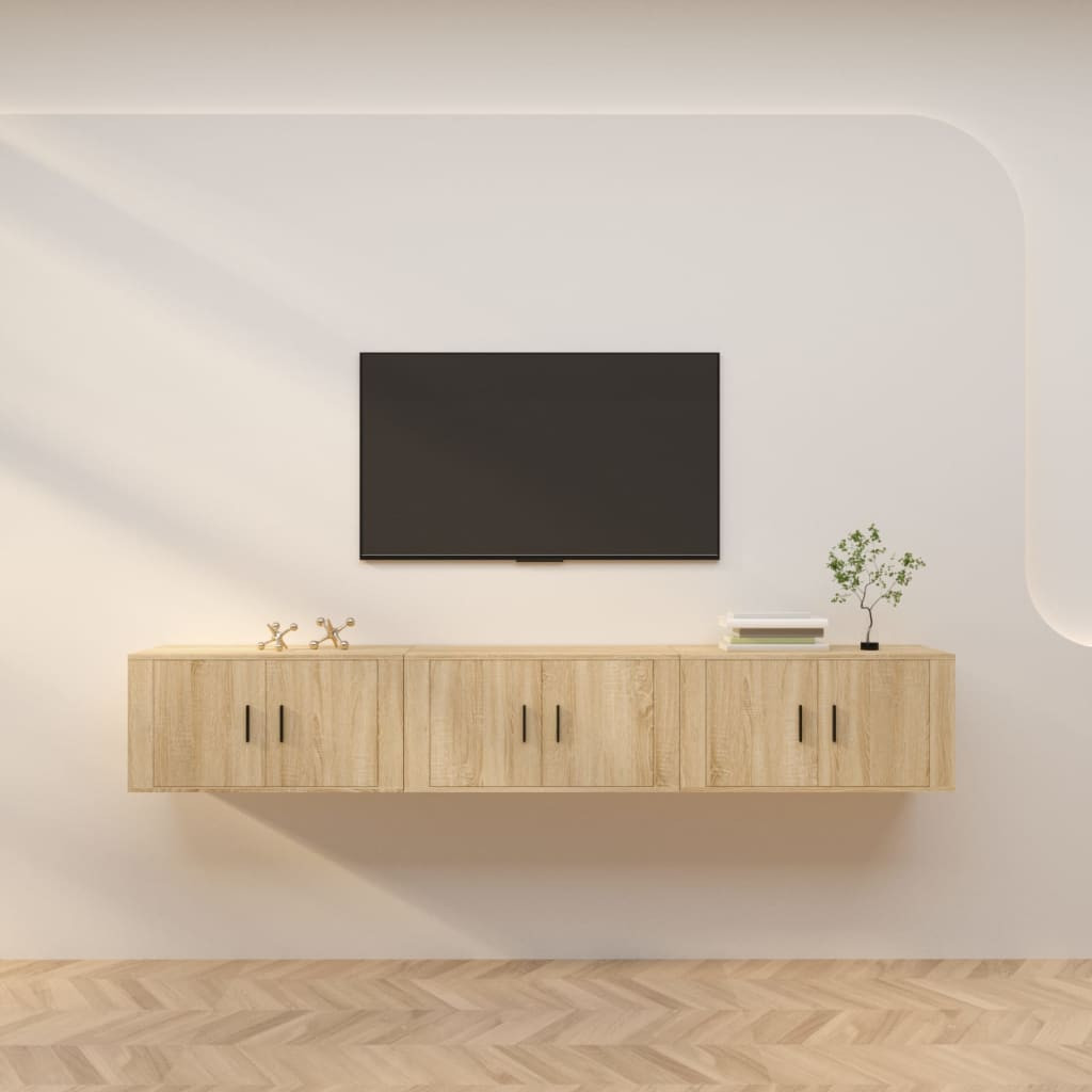 vidaXL TV-Wandschränke 3 Stk. Sonoma-Eiche 80x34,5x40 cm
