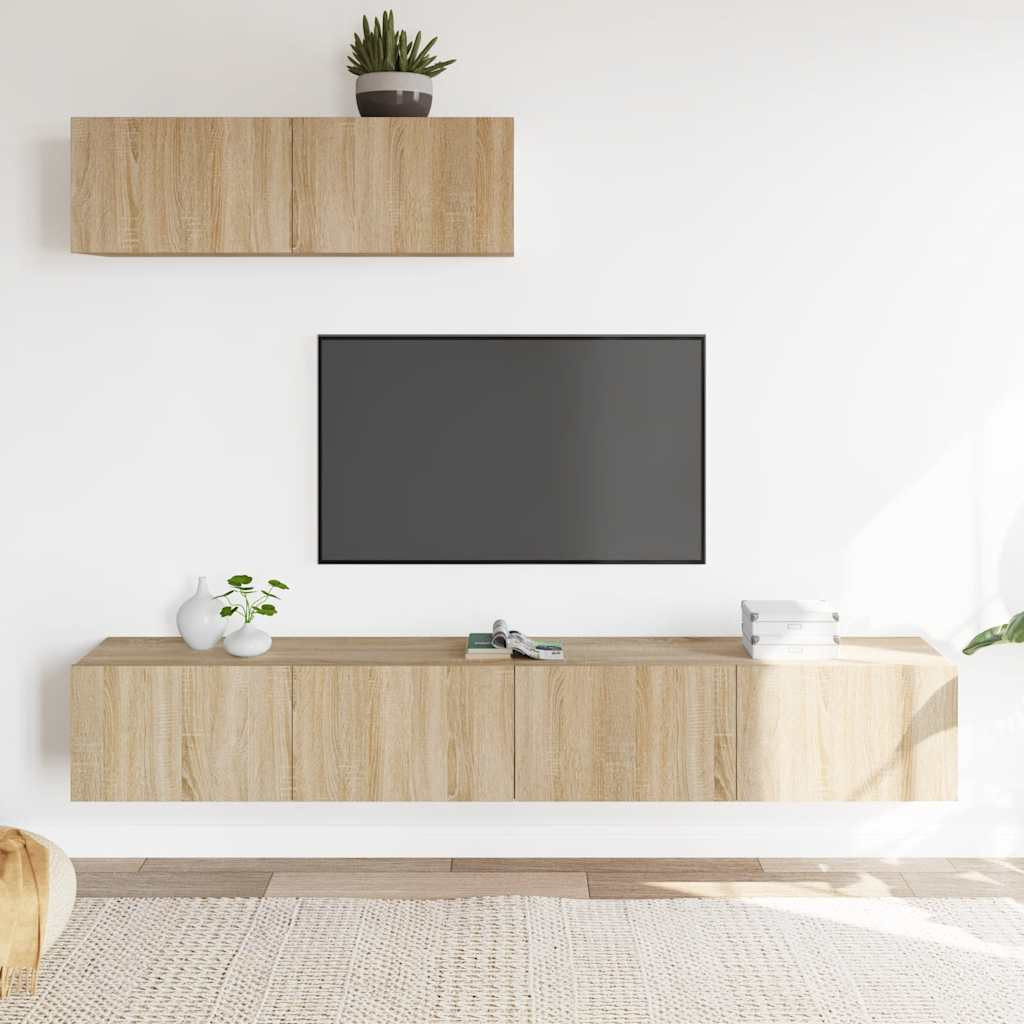 vidaXL 3-tlg. TV-Schrank-Set Sonoma-Eiche Holzwerkstoff