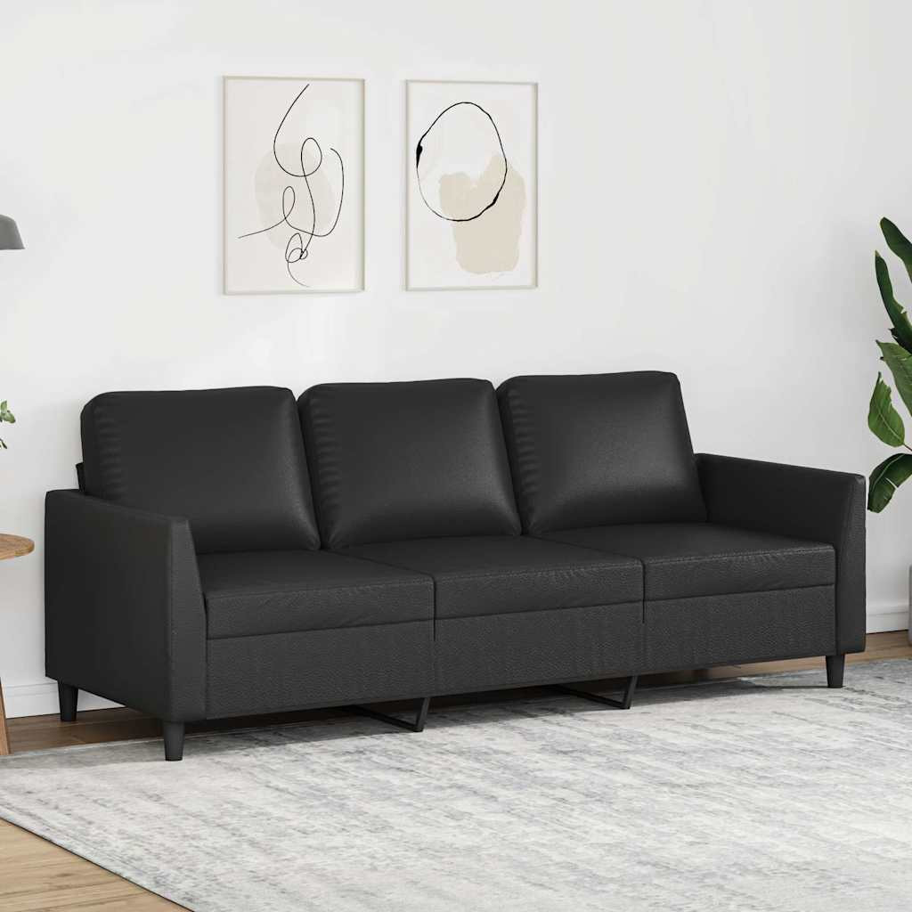 vidaXL 3-Sitzer-Sofa Schwarz 180 cm Kunstleder