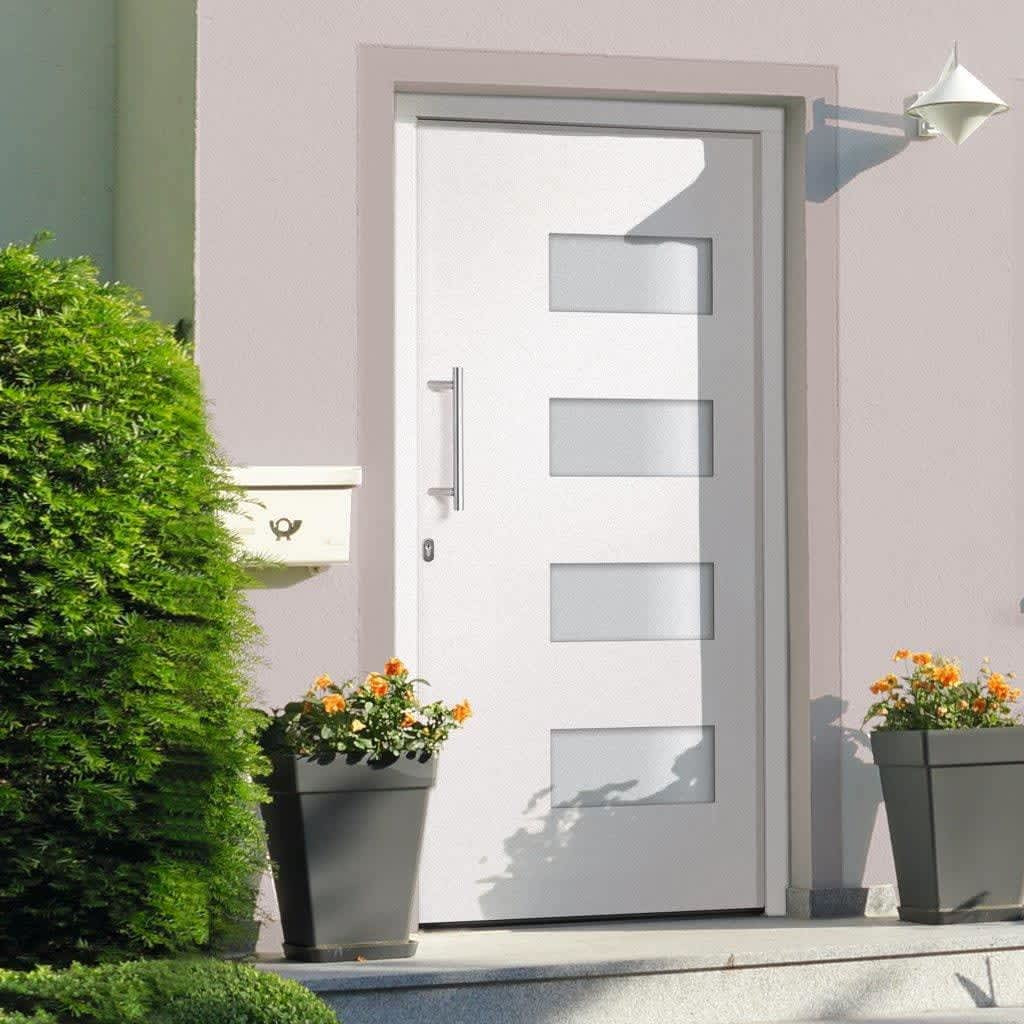 vidaXL Haustür Aluminium und PVC Weiß 100x210 cm