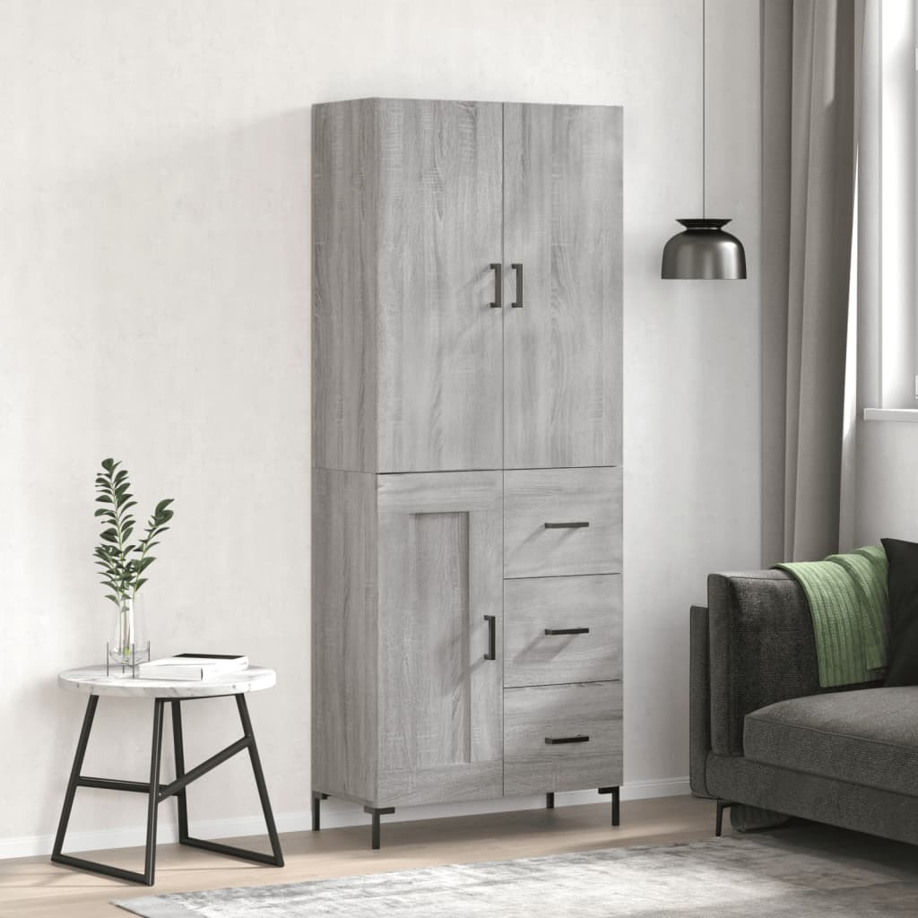 vidaXL Highboard Grau Sonoma 69,5x34x180 cm Holzwerkstoff