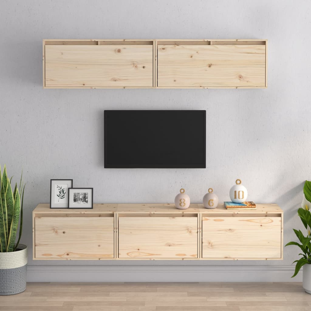 vidaXL 5-teiliges TV-Schrank-Set Massivholz Kiefer