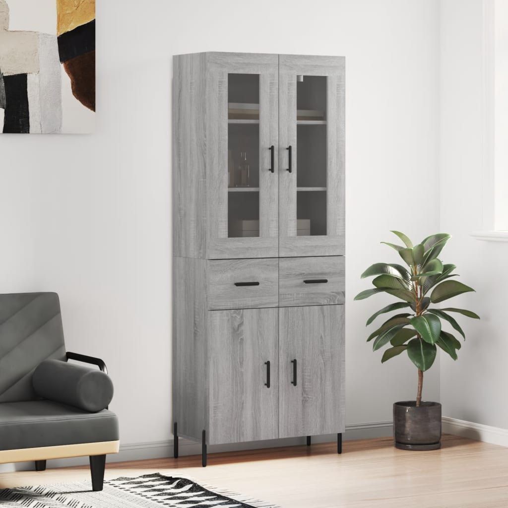 vidaXL Highboard Grau Sonoma 69,5x34x180 cm Holzwerkstoff