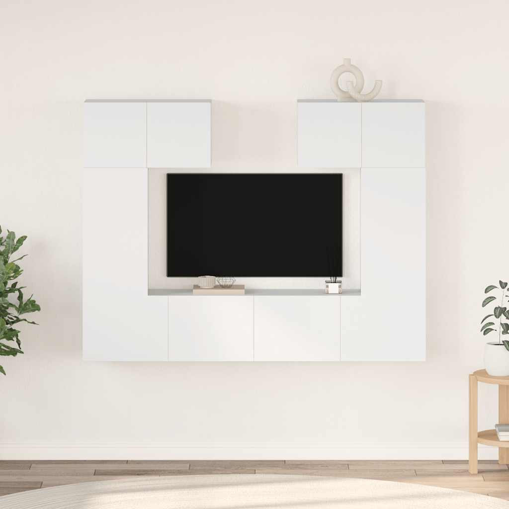 vidaXL 6-tlg. TV-Schrank-Set Weiß Holzwerkstoff