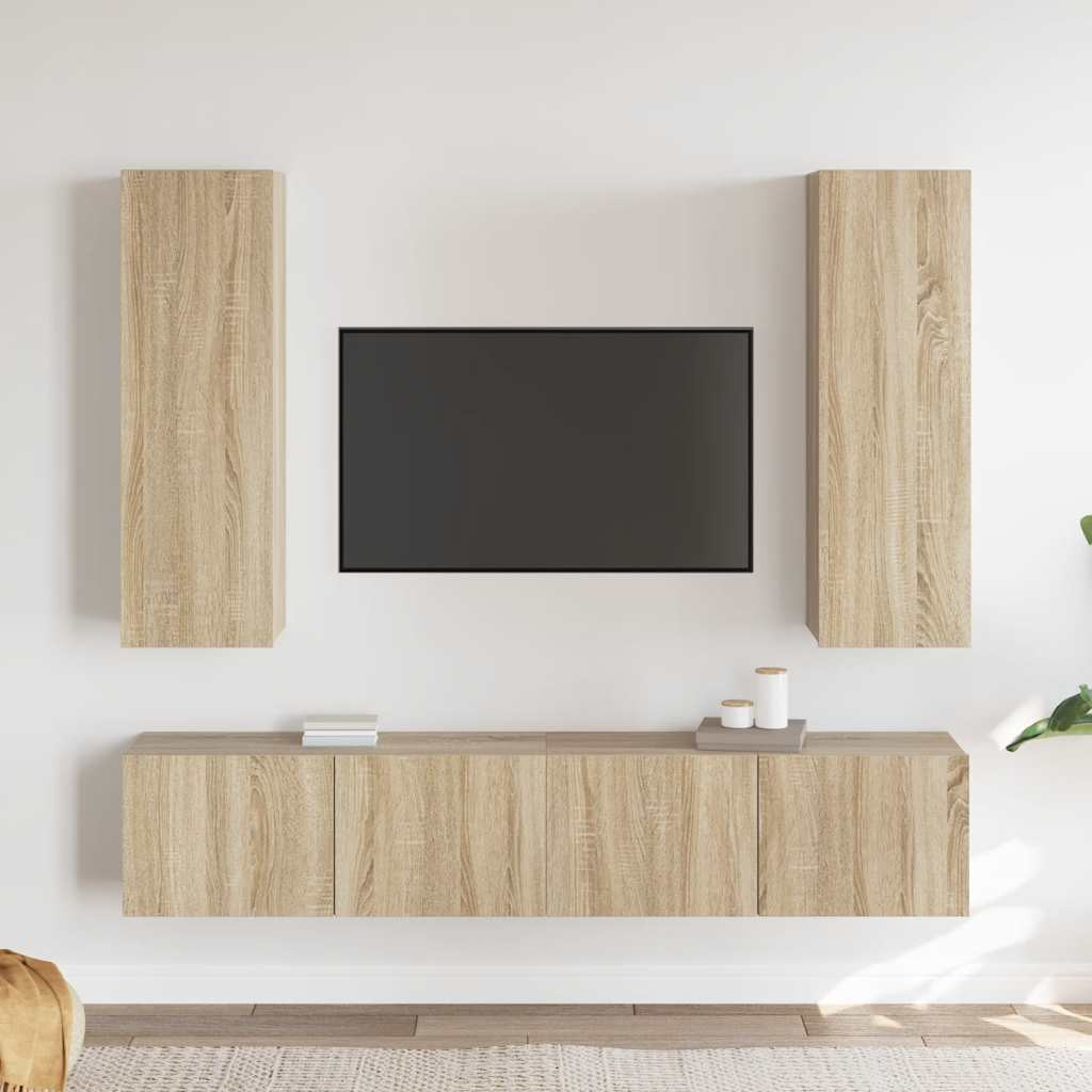 vidaXL 4-tlg. TV-Schrank-Set Sonoma-Eiche Holzwerkstoff