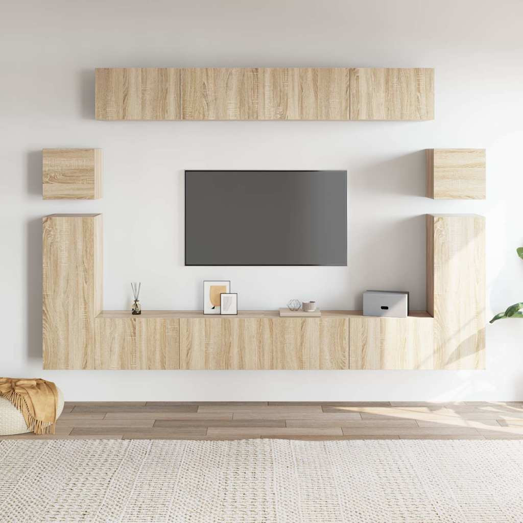 vidaXL 8-tlg. TV-Schrank-Set Sonoma-Eiche Holzwerkstoff