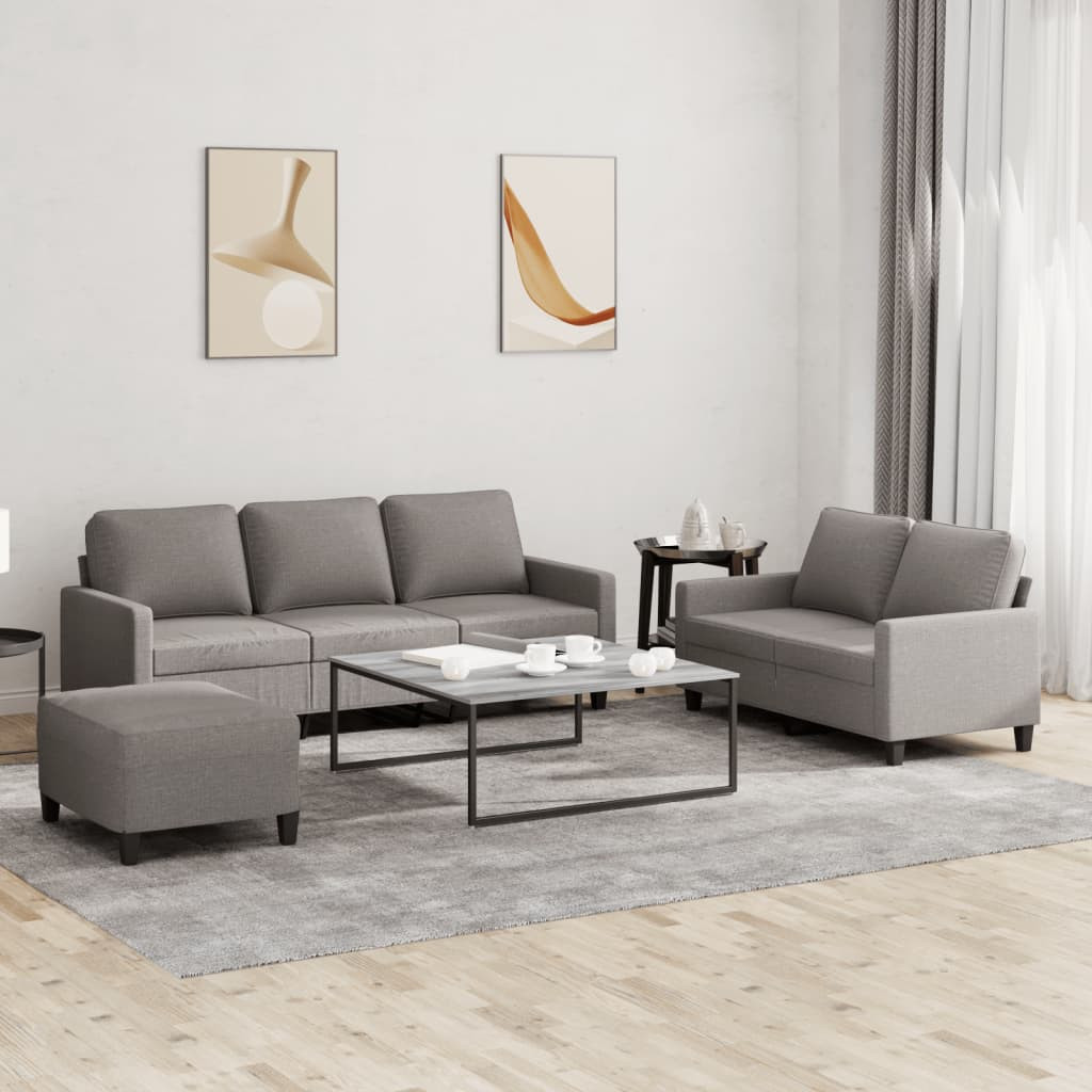 vidaXL 3-tlg. Sofagarnitur mit Kissen Taupe Stoff