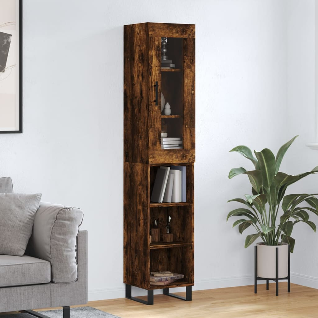 vidaXL Highboard Räuchereiche 34,5x34x180 cm Holzwerkstoff