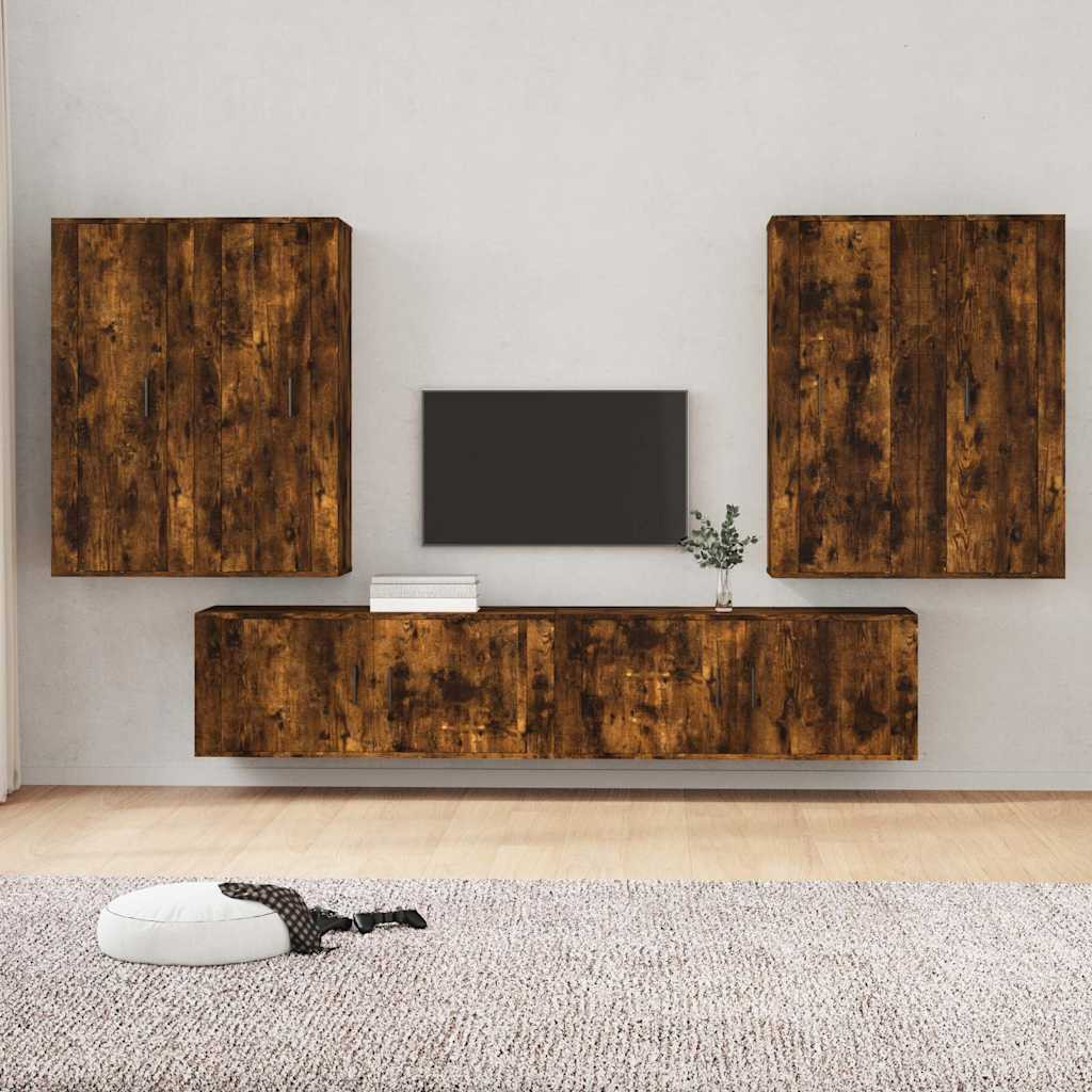 vidaXL 6-tlg. TV-Schrank-Set Räuchereiche Holzwerkstoff
