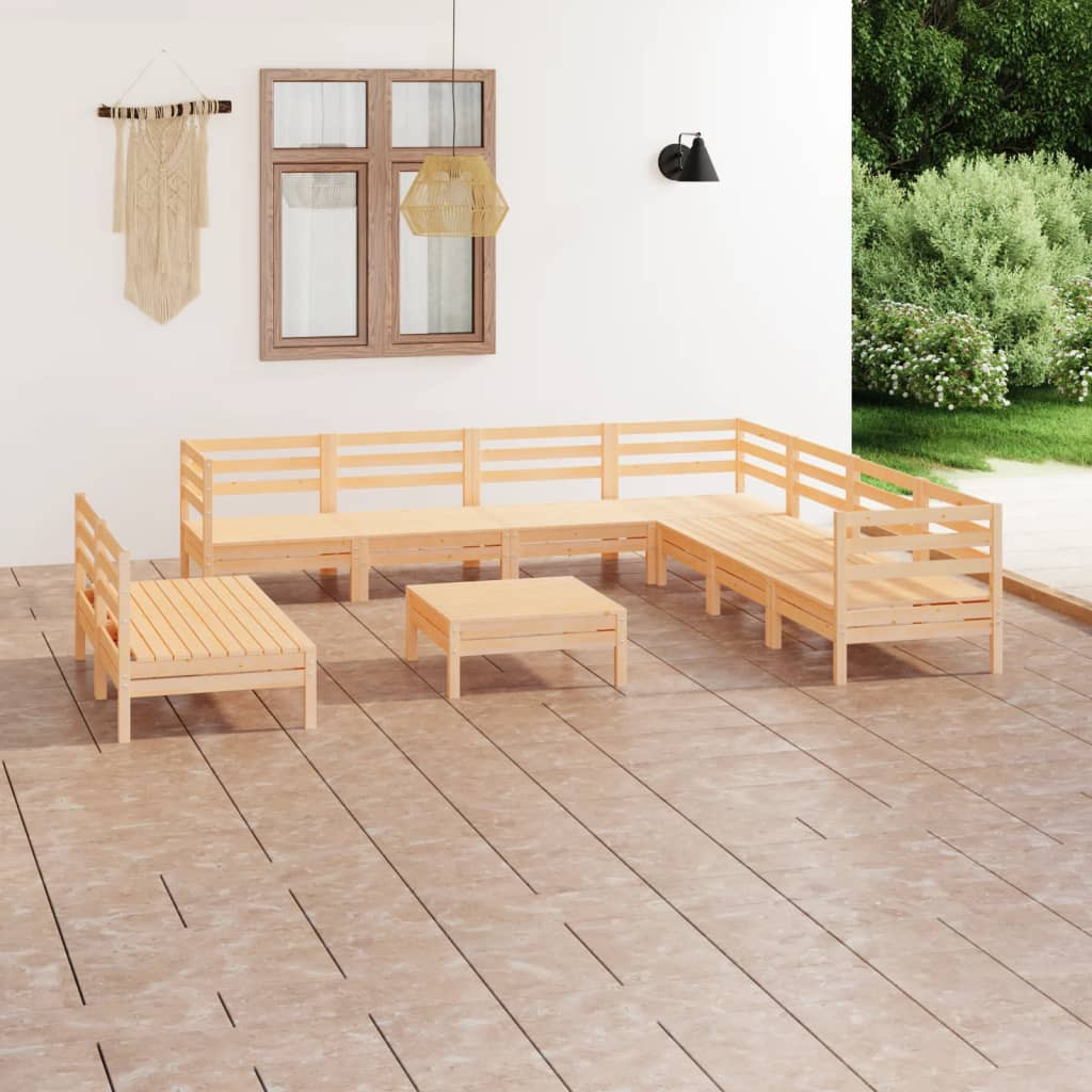 vidaXL 10-tlg. Garten-Lounge-Set Massivholz Kiefer
