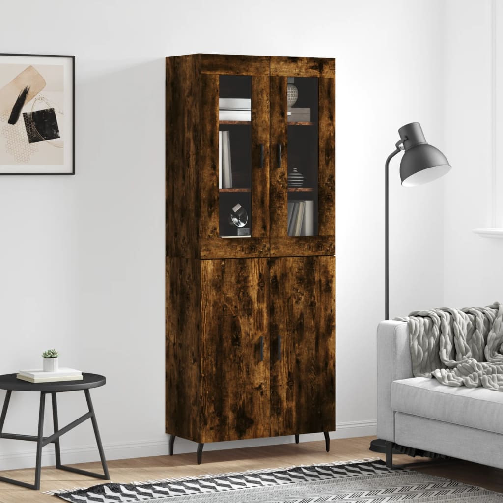 vidaXL Highboard Räuchereiche 69,5x34x180 cm Holzwerkstoff