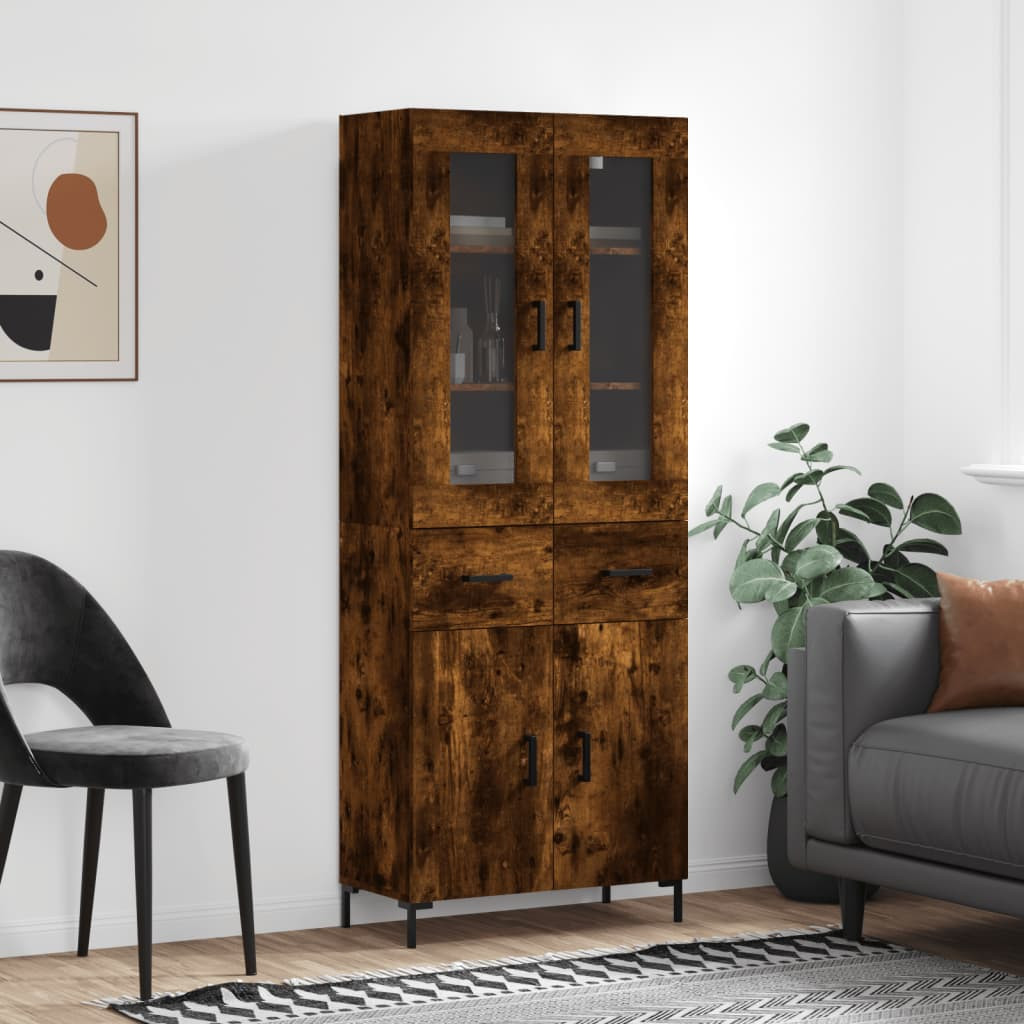 vidaXL Highboard Räuchereiche 69,5x34x180 cm Holzwerkstoff