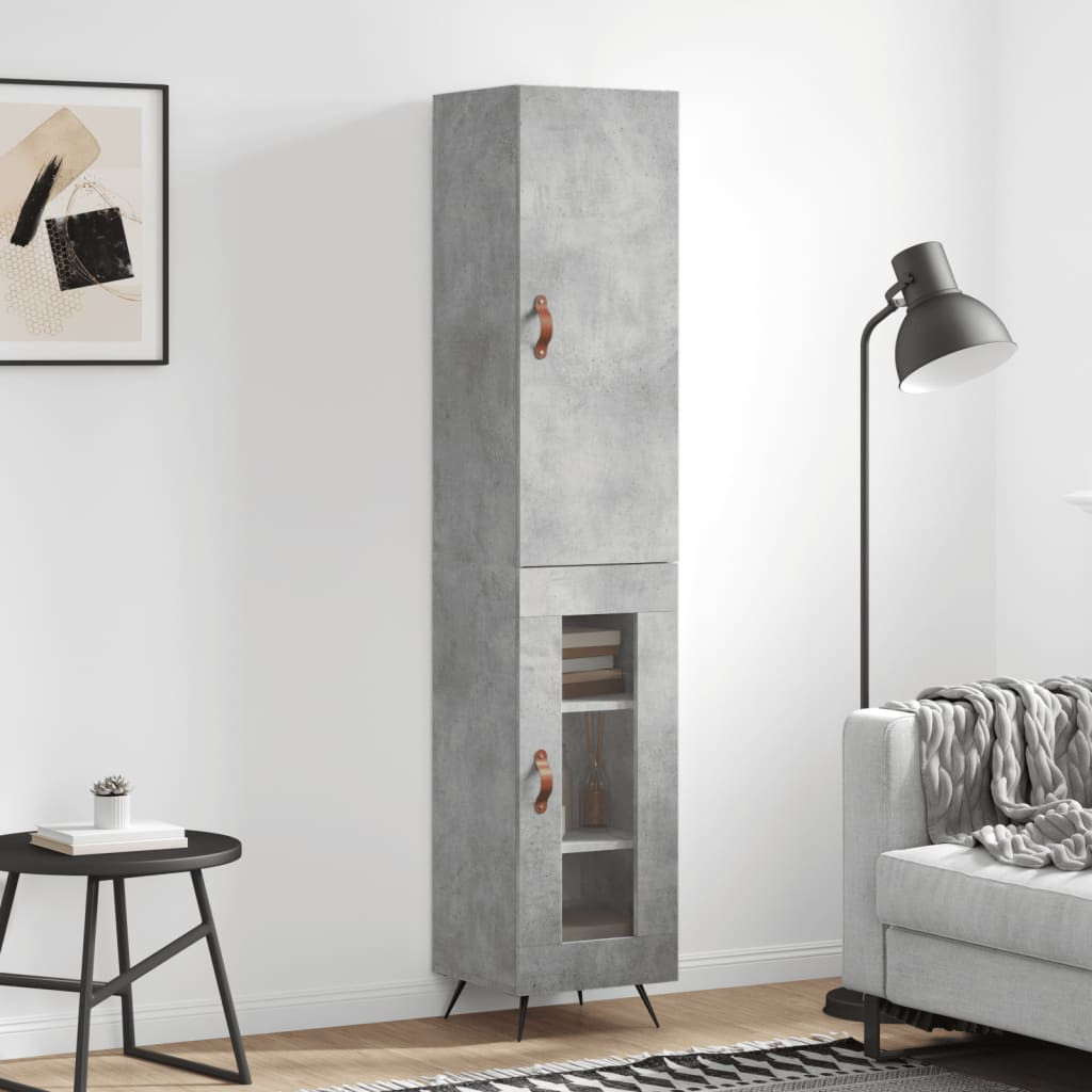 vidaXL Highboard Betongrau 34,5x34x180 cm Holzwerkstoff