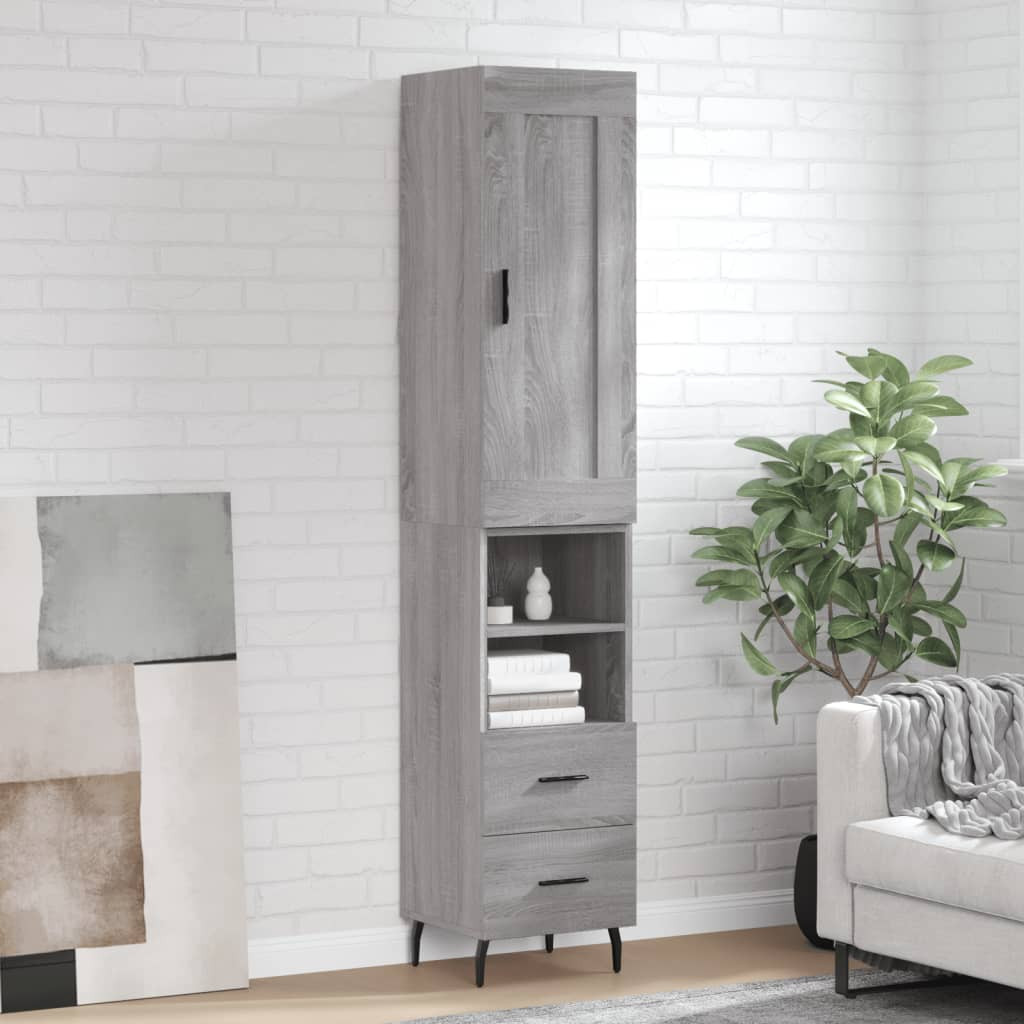 vidaXL Highboard Grau Sonoma 34,5x34x180 cm Holzwerkstoff