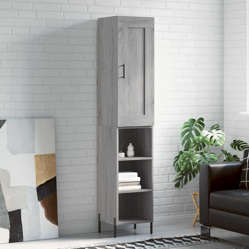 vidaXL Highboard Grau Sonoma 34,5x34x180 cm Holzwerkstoff