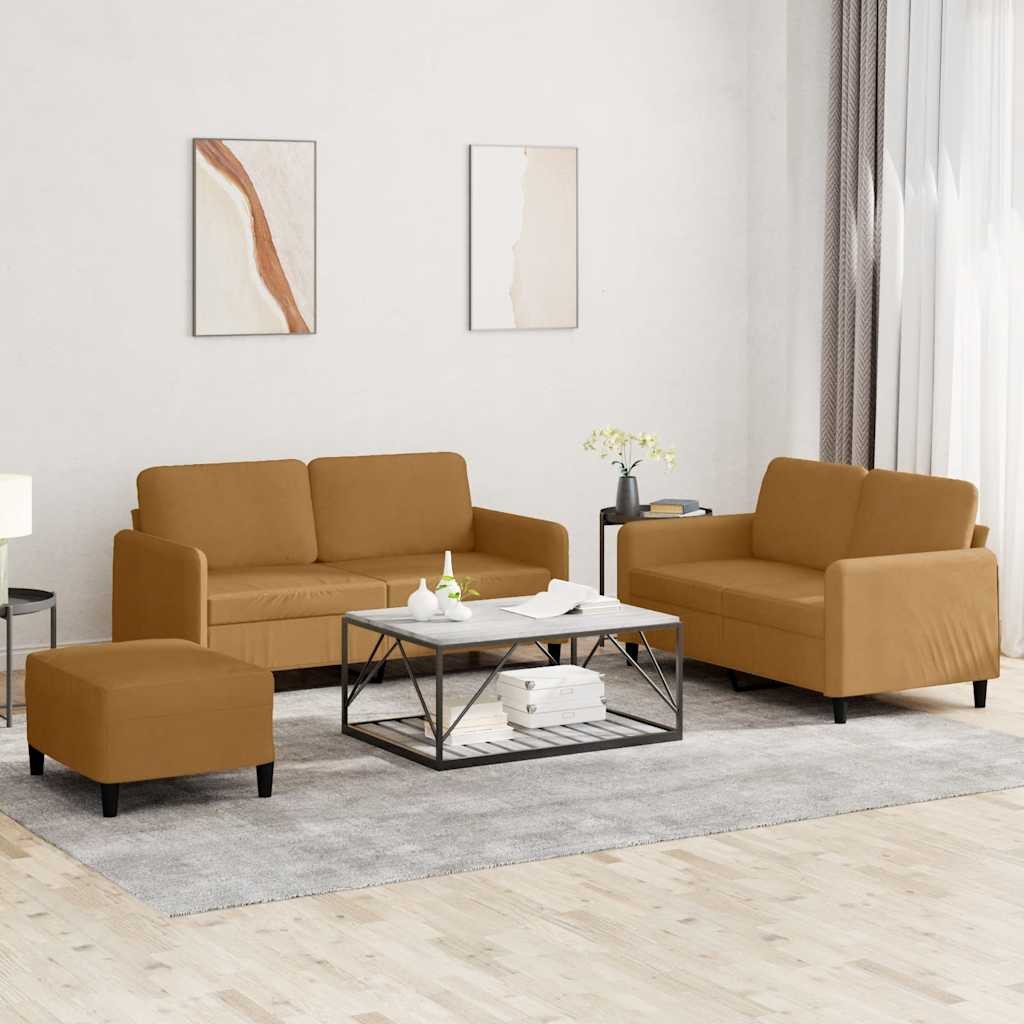 vidaXL 3-tlg. Sofagarnitur Braun Samt