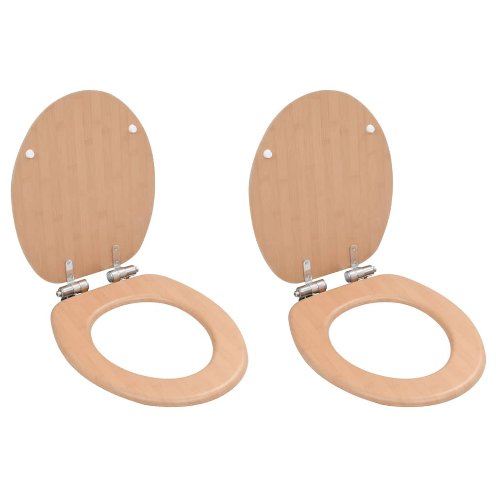 vidaXL Toilettensitze 2 Stk. mit Soft-Close-Deckel MDF Bambus-Design
