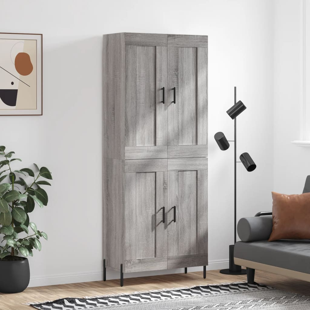 vidaXL Highboard Grau Sonoma 69,5x34x180 cm Holzwerkstoff
