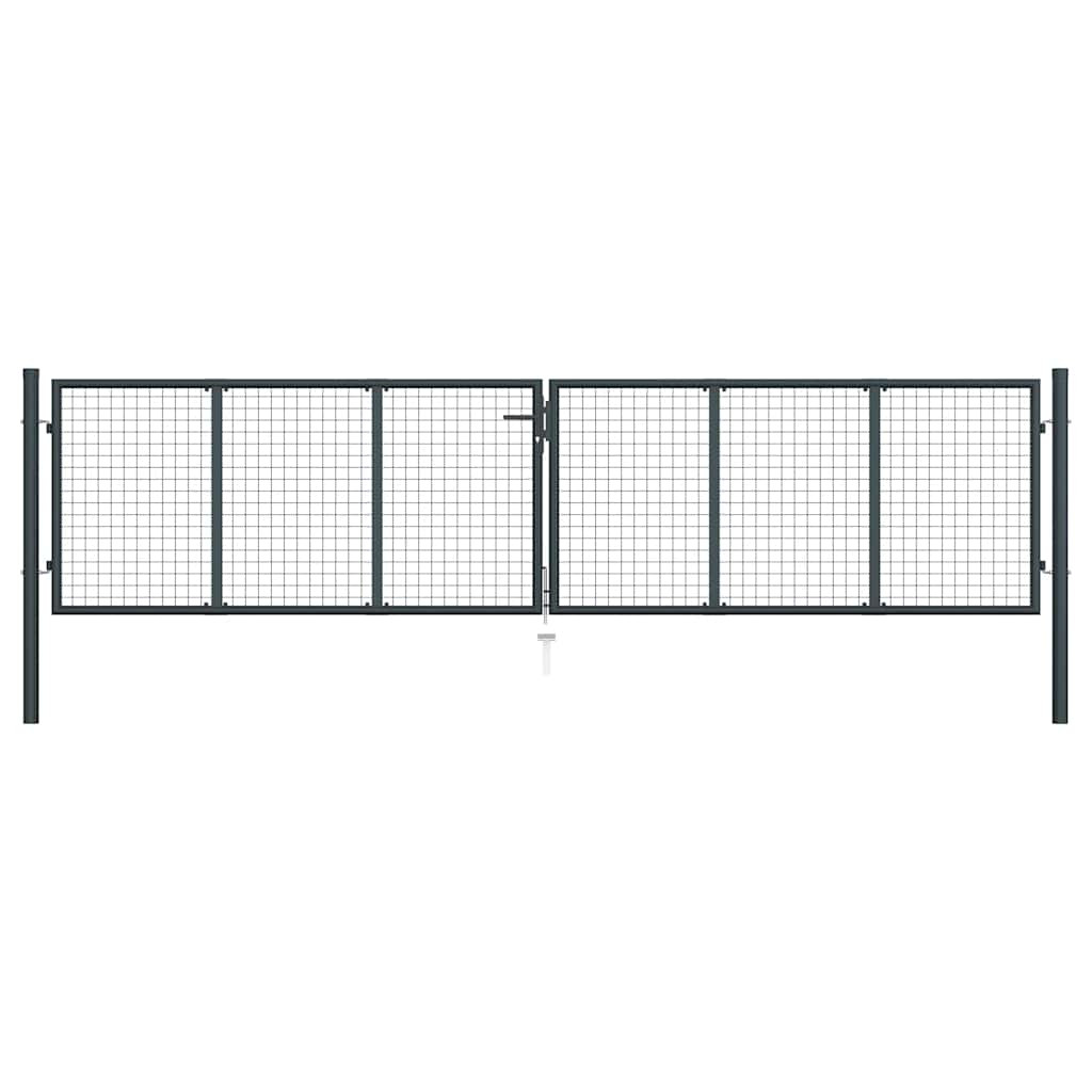 vidaXL Maschen-Gartentor verzinkter Stahl 400 x 75 cm Grau