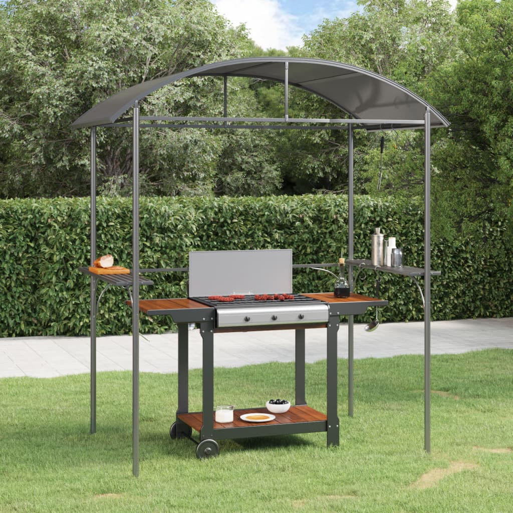 vidaXL Grillpavillon mit Seitenregalen Anthrazit 220x115x230 cm Stahl
