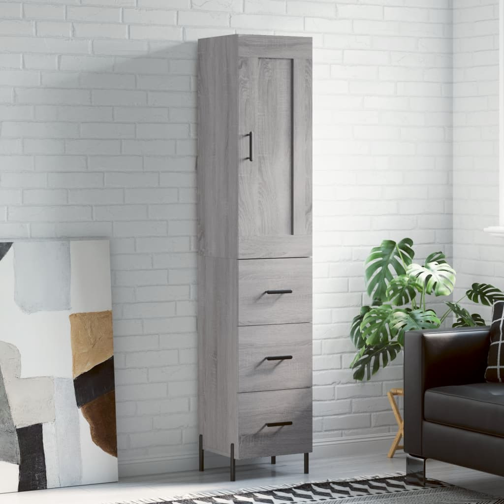 vidaXL Highboard Grau Sonoma 34,5x34x180 cm Holzwerkstoff