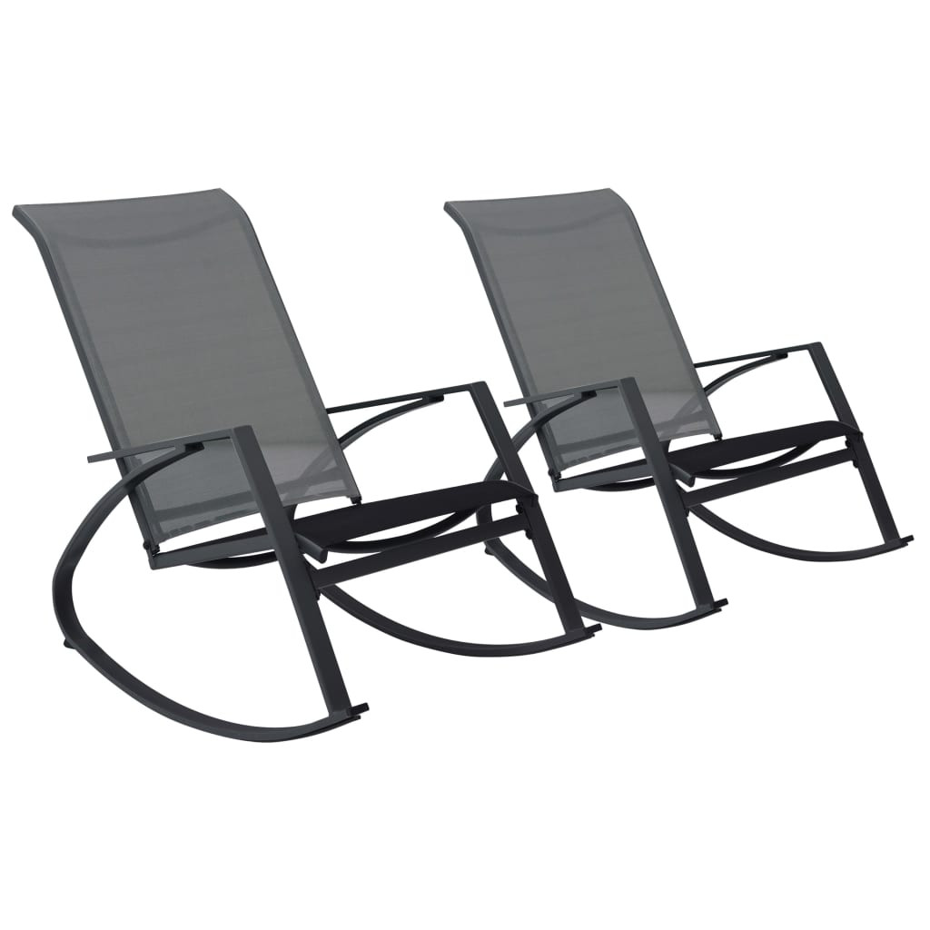 vidaXL Garten-Schaukelstühle 2 Stk. Textilene Dunkelgrau