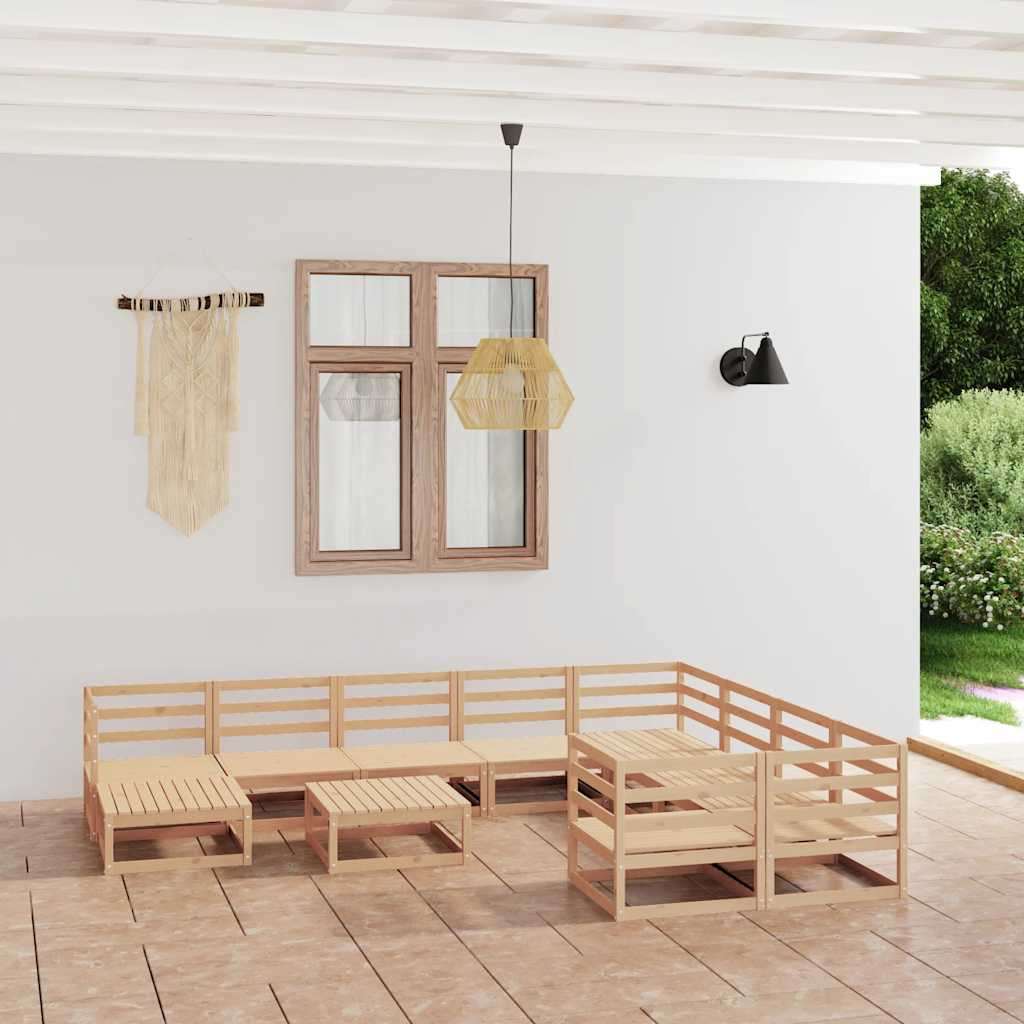 vidaXL 11-tlg. Garten-Lounge-Set Massivholz Kiefer