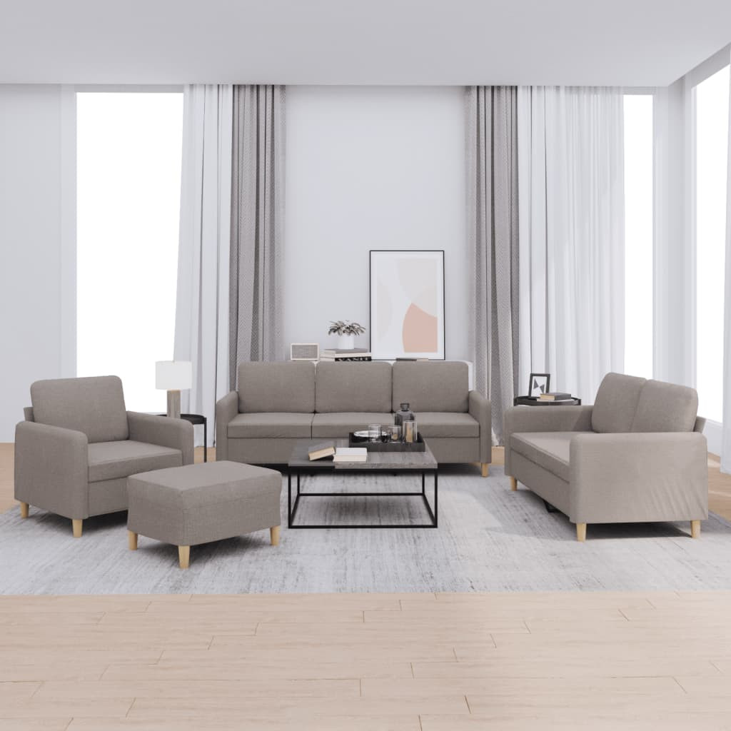vidaXL 4-tlg. Sofagarnitur mit Kissen Taupe Stoff
