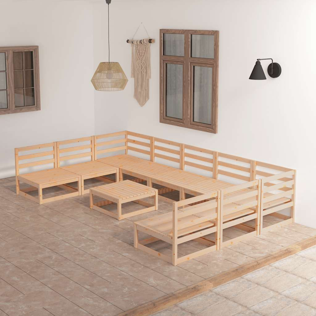 vidaXL 10-tlg. Garten-Lounge-Set Massivholz Kiefer