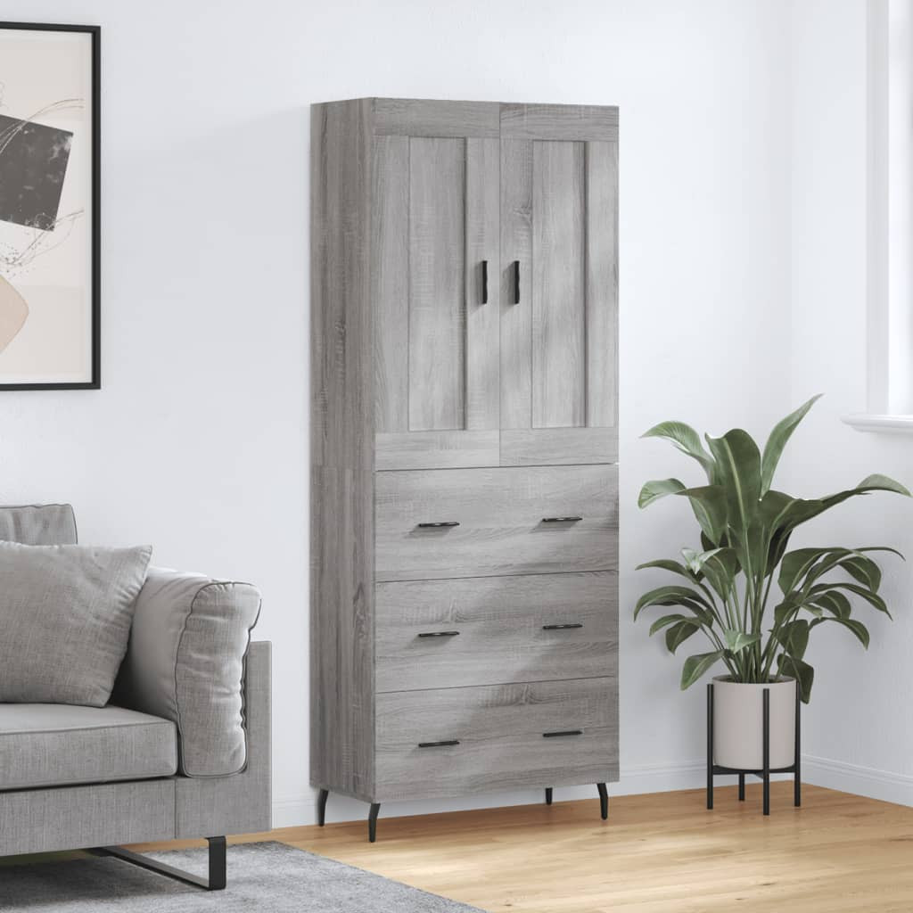 vidaXL Highboard Grau Sonoma 69,5x34x180 cm Holzwerkstoff