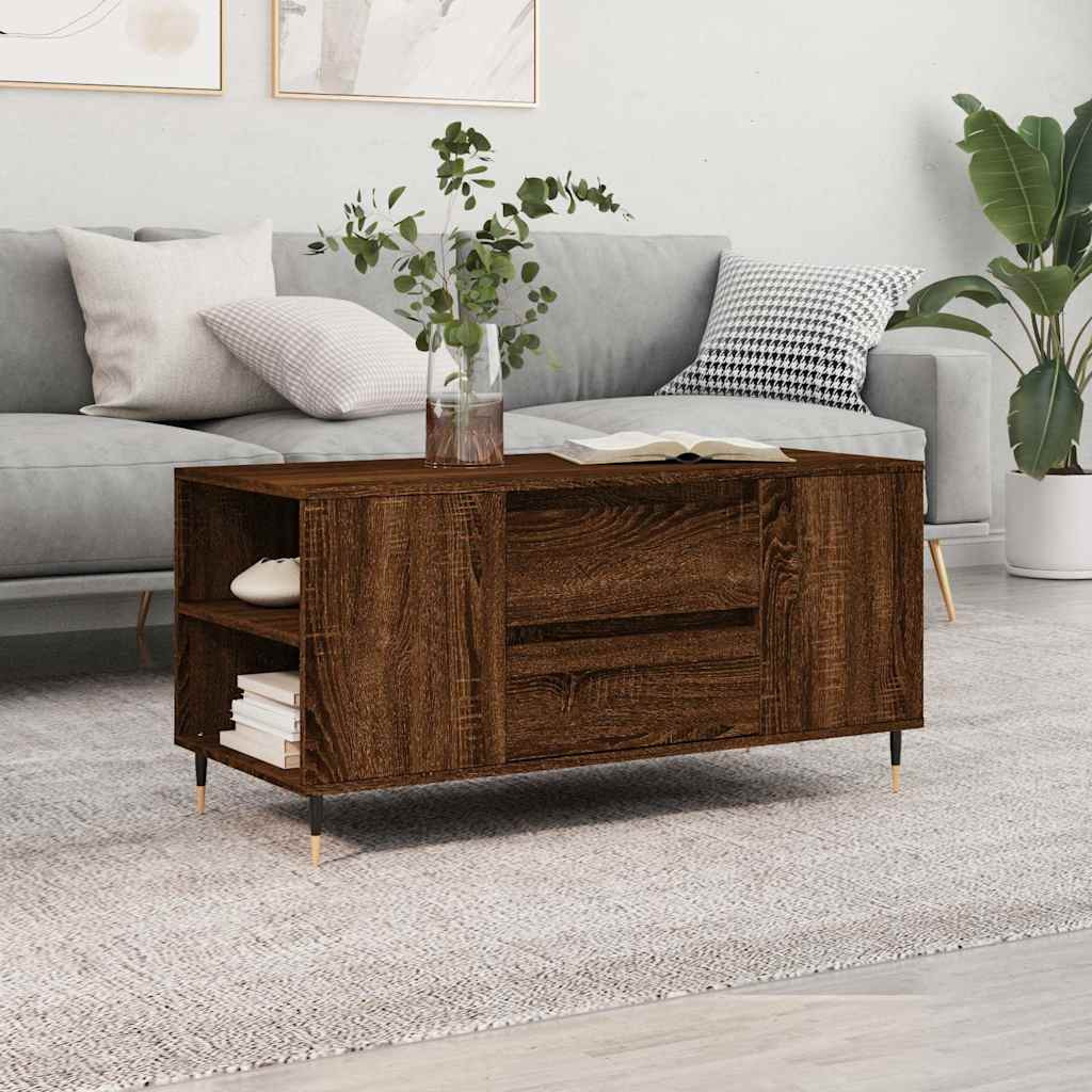 vidaXL Couchtisch Braun Eichen-Optik 102x44,5x50 cm Holzwerkstoff