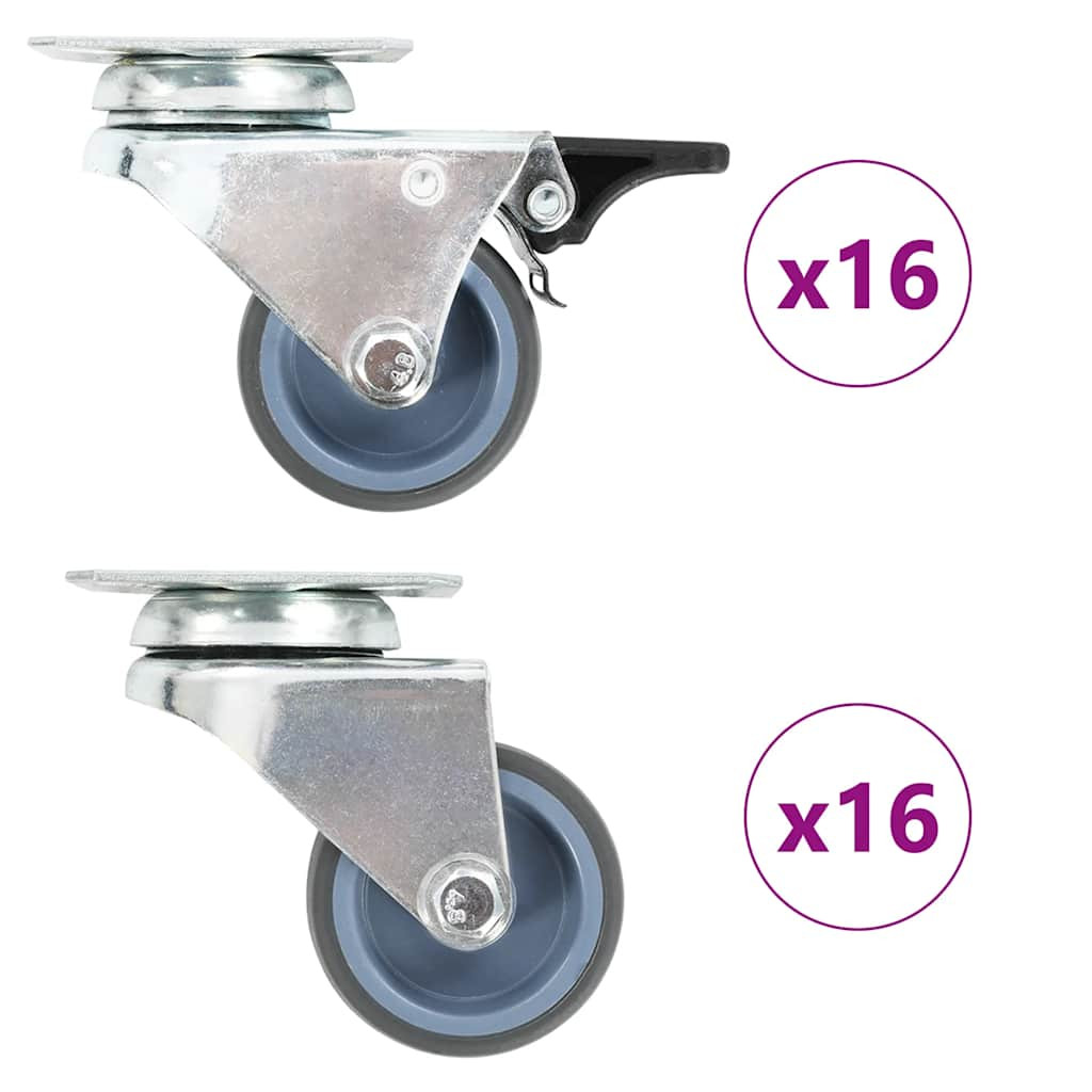 vidaXL 32 Stk. Lenkrollen mit Zwillingsrad 50 mm