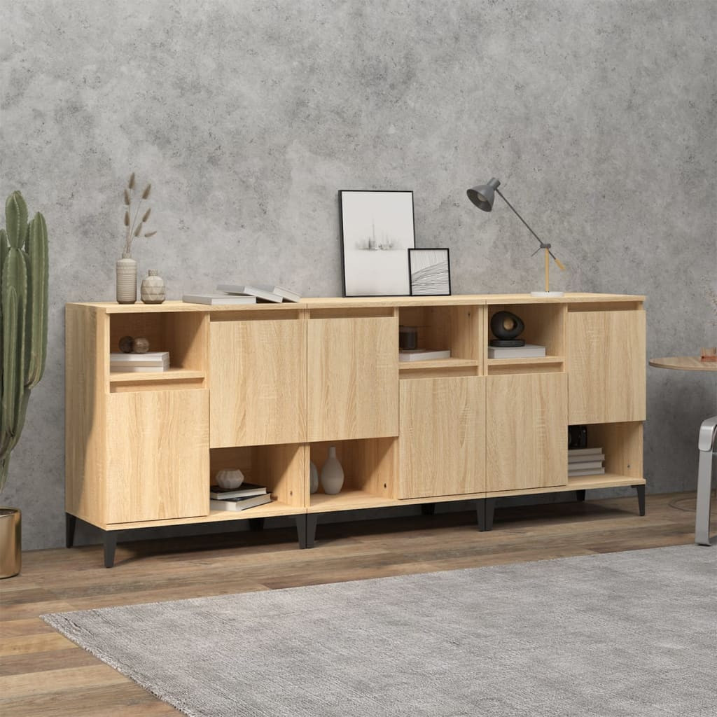 vidaXL Sideboards 3 Stk. Sonoma-Eiche 60x35x70 cm Holzwerkstoff