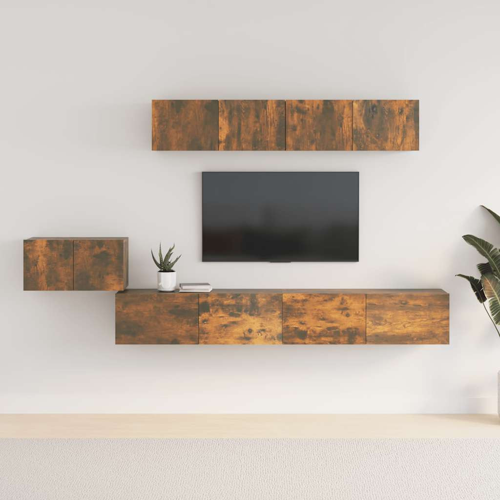 vidaXL 5-tlg. TV-Schrank-Set Räuchereiche Holzwerkstoff