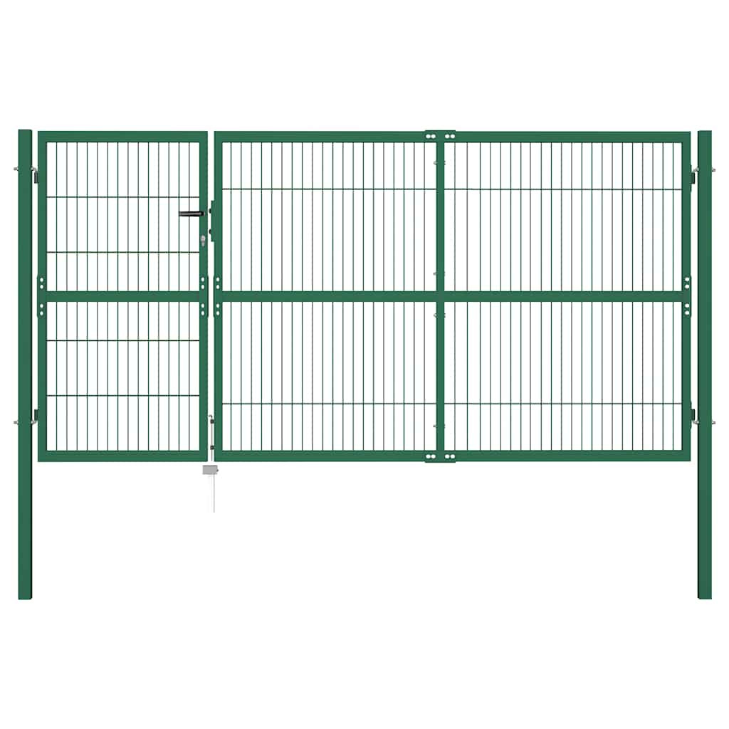 vidaXL Gartentor mit Pfosten 350x140 cm Stahl Grün