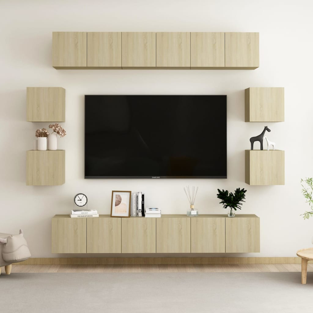 vidaXL 10-tlg. TV-Schrank-Set Sonoma-Eiche Holzwerkstoff