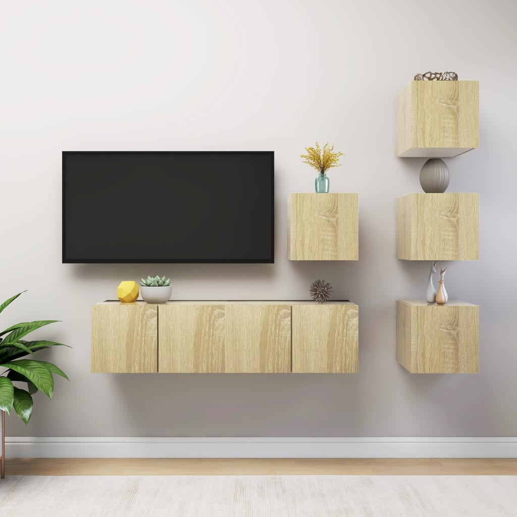 vidaXL 6-tlg. TV-Schrank-Set Sonoma-Eiche Holzwerkstoff