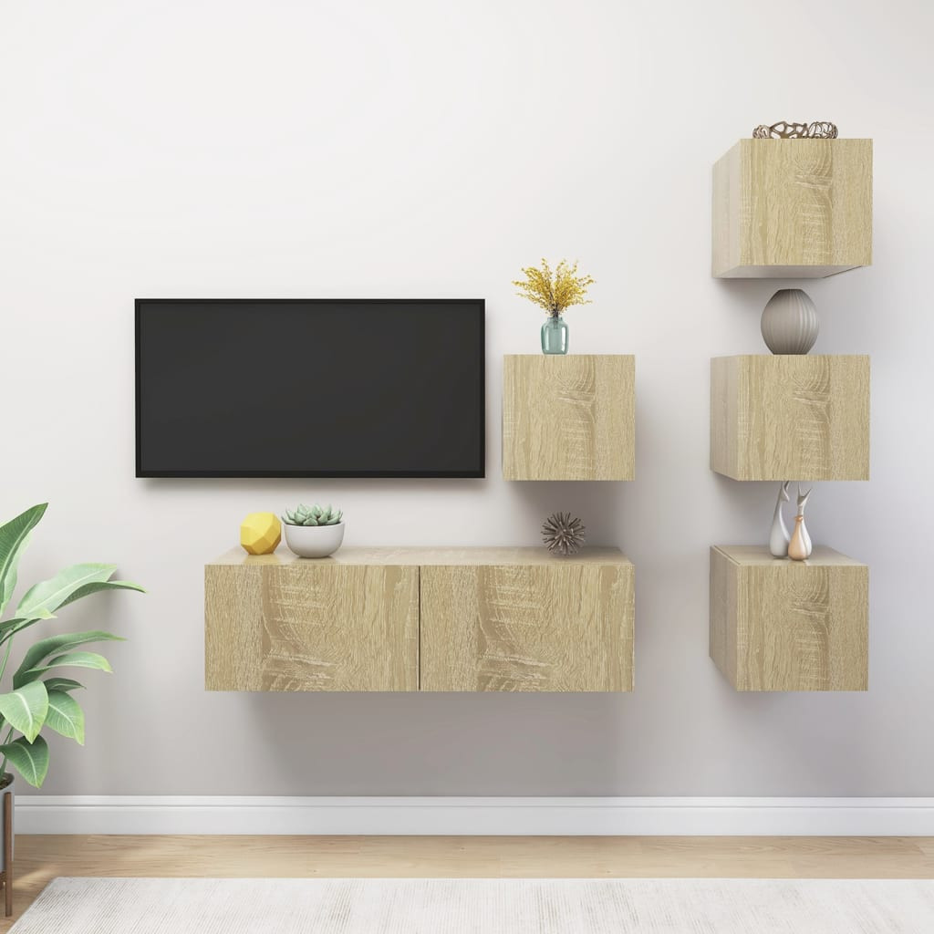 vidaXL 5-tlg. TV-Schrank-Set Sonoma-Eiche Holzwerkstoff